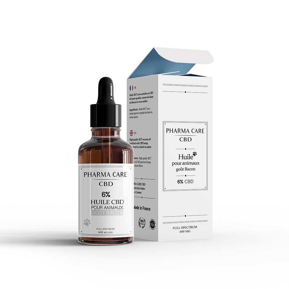 Huile CBD 6% animaux Bacon et Française - Pharmacbdcare