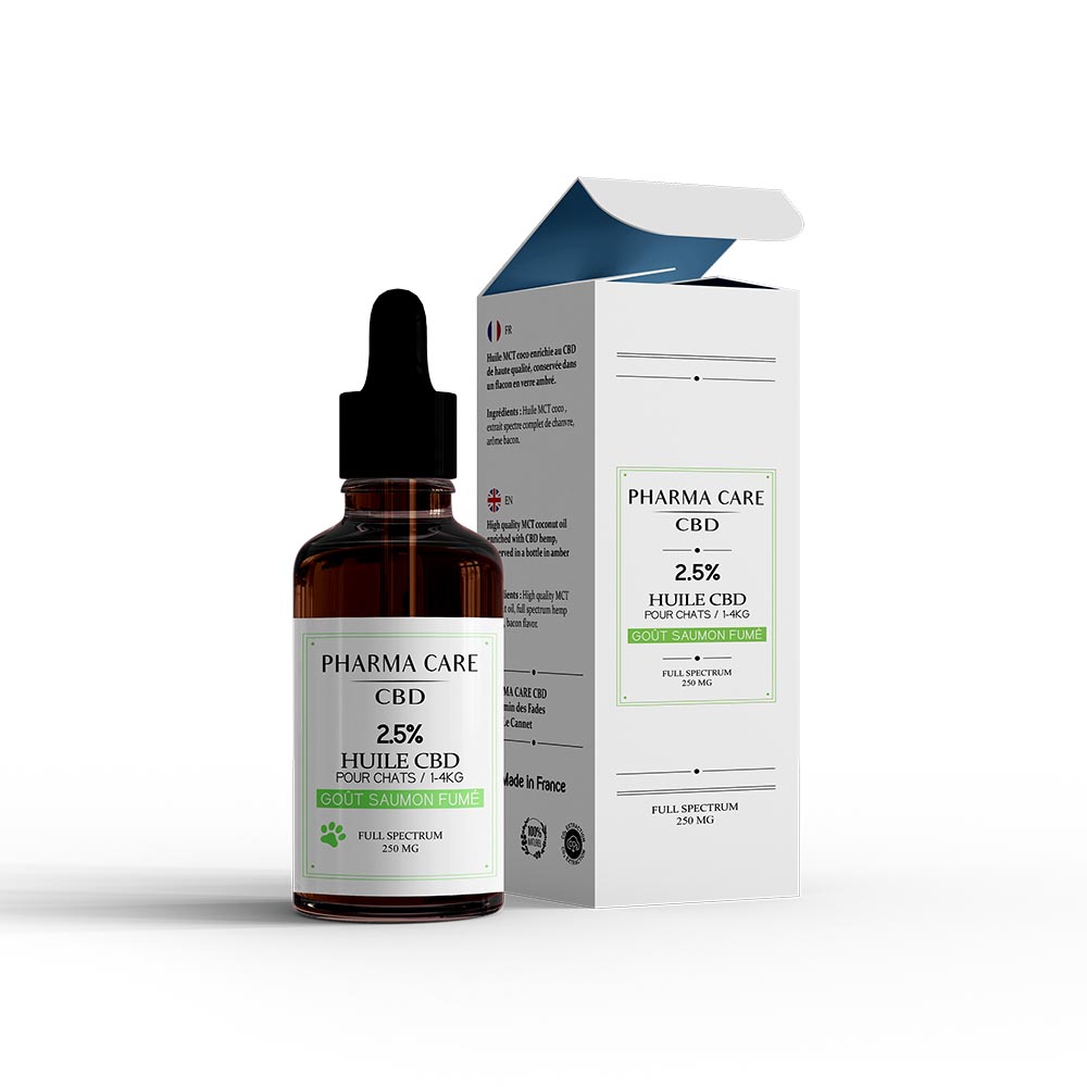 Huile CBD 2.5% Chats saveur saumon fumé