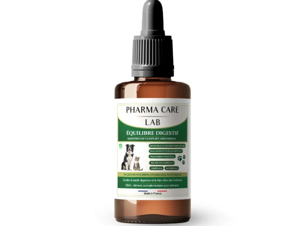 Huile Équilibre Digestif pour Animaux – Maintien du Confort Abdominal